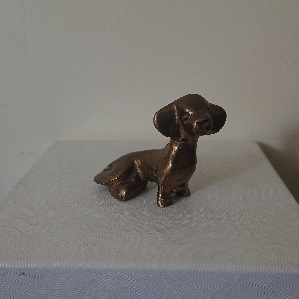 Bronze Wiener Dog Statue - Metal Dachshund Figurine